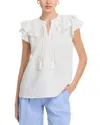 T Tahari Flutter Sleeve Blouse In White Star