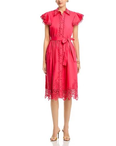 T Tahari Flutter Sleeve Fit & Flare Dress In Pink
