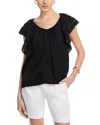 T Tahari Ruffle Cap Sleeve Top In Black