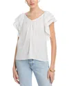 T Tahari Flutter Sleeve Top In Soft White
