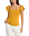 T Tahari Flutter Woven Sleeve Milano Pullover In Gold