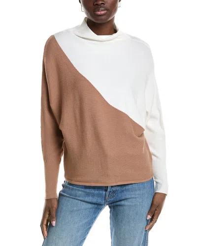 T TAHARI FUNNEL NECK COLORBLOCK SWEATER