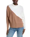 T Tahari Funnel Neck Colorblock Sweater In Neutral
