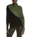 T Tahari Funnel Neck Colorblock Sweater In Green