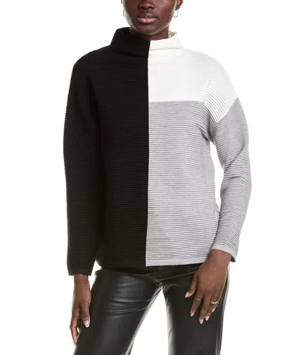 T Tahari Funnel Neck Colorblock Sweater In White