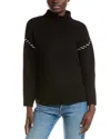 T Tahari Funnel Neck Ottoman Sweater In Black