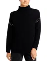 T Tahari Funnel Neck Ottoman Sweater In Black