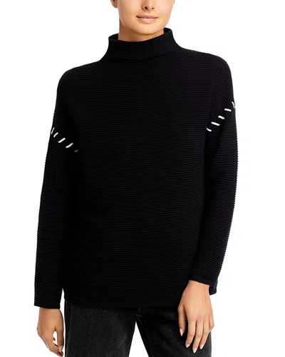 T Tahari Funnel Neck Ottoman Sweater In Black