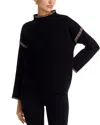 T Tahari Funnel Neck Ottoman Sweater In Black