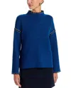T Tahari Funnel Neck Sweater In Blue