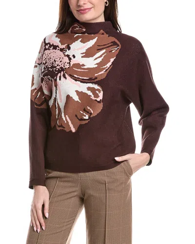 T Tahari Funnel Neck Sweater In Brown
