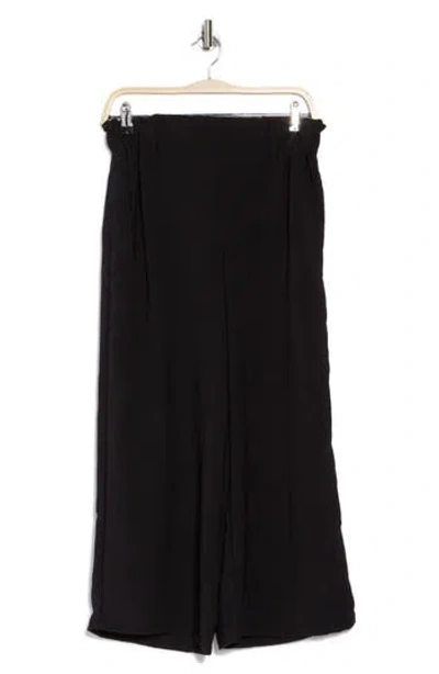 T Tahari Gathered Wide Leg Crop Pants In Black