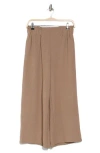 T Tahari Gathered Wide Leg Crop Pants In Mocha