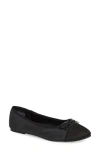 T Tahari Geneva Cap Toe Ballet Flat In Black