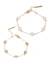 T Tahari Gold-tone 2-piece Imitation Pearl Line Bracelet Set In Gold