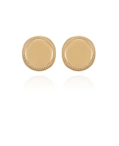 T Tahari Gold-tone Circle Coin Clip On Button Earrings