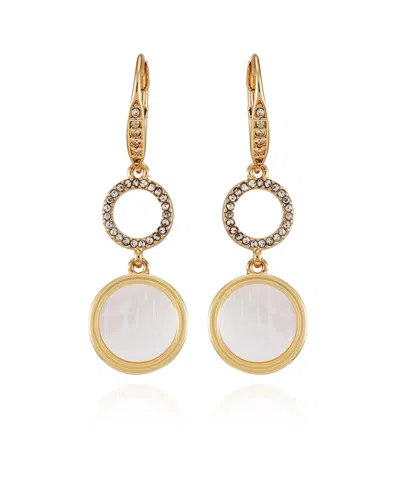 T Tahari Gold-tone Circle Coin Leverback Drop Earrings