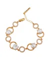 T Tahari Gold-tone Clear Glass Stone Line Bracelet In Gold