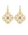 T TAHARI GOLD-TONE GLASS STONE DROP EARRINGS