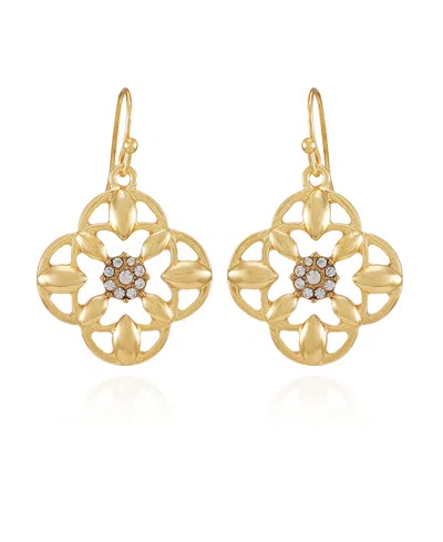 T Tahari Gold-tone Glass Stone Drop Earrings
