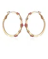 T Tahari Gold-tone Glass Stone Hoop Earrings In Gold