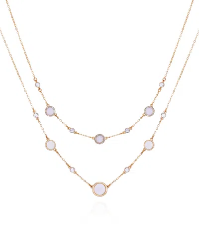 T Tahari Gold-tone Glass Stone Layered Necklace