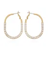 T TAHARI GOLD-TONE GLASS STONE OVAL HOOP EARRINGS