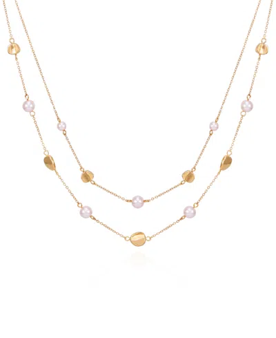 T Tahari Gold-tone Imitation Pearl Layered Necklace