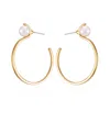 T Tahari Gold-tone Imitation Pearl Open Hoop Earrings