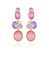 T TAHARI GOLD-TONE LILAC VIOLET GLASS STONE DANGLE DROP CLIP-ON EARRINGS