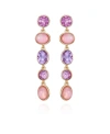 T Tahari Gold-tone Lilac Violet Glass Stone Linear Dangle Drop Earrings In Gold