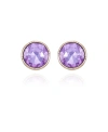 T TAHARI GOLD-TONE LILAC VIOLET GLASS STONE STUD EARRINGS