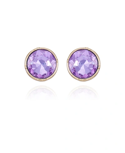 T Tahari Gold-tone Lilac Violet Glass Stone Stud Earrings