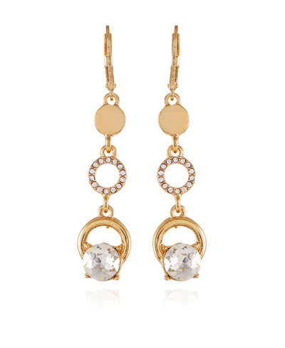 T Tahari Gold-tone Linear Dangle Drop Statement Earrings