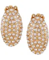 T Tahari Gold-tone Pave Oval Clip-on Stud Earrings In Gold