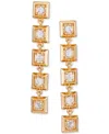 T Tahari Gold-tone Pave Square Linear Drop Earrings In Gold
