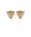 T Tahari Gold-tone Pyramid Glass Stone Clip On Stud Earrings In Gold
