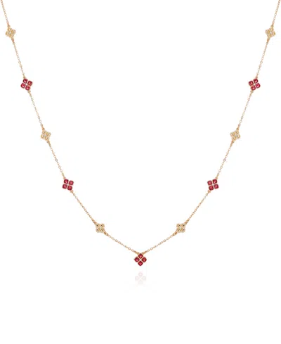 T Tahari Gold-tone Rose Glass Stones Long Necklace, 36" + 3" Extender