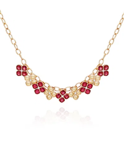 T Tahari Gold-tone Rose Glass Stones Necklace, 18" + 3" Extender