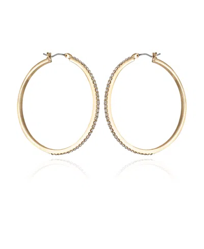 T Tahari Gold-tone Textured Hoop Earrings