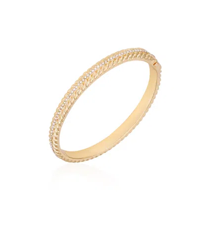 T Tahari Gold-tone Textured Rounded Hinge Bracelet