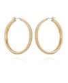 T TAHARI GOLD-TONE TEXTURED ROUNDED HOOP EARRINGS