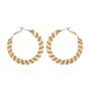 T Tahari Gold-tone Twisted Spiral And White Beaded Hoop Earrings In Gold