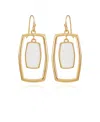 T Tahari Gold-tone White Acrylic Rectangular Hoop Earrings In Gold