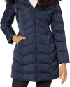 T Tahari Gwen Chevron Puffer Coat In Galaxy In Black