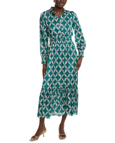 T Tahari Half Placket Chain Print Maxi Dress In Animal Print