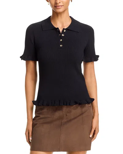 T Tahari Half Placket Polo In Black