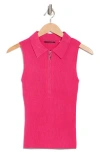 T Tahari Half Zip Sleeveless Polo Sweater