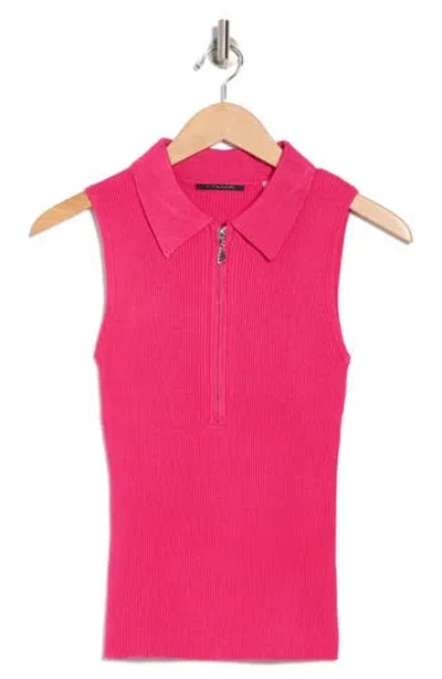 T Tahari Half Zip Sleeveless Polo Sweater