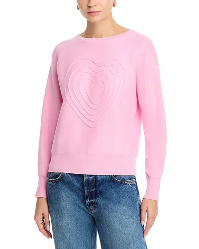 T Tahari Heart Stitch Sweater In Pink